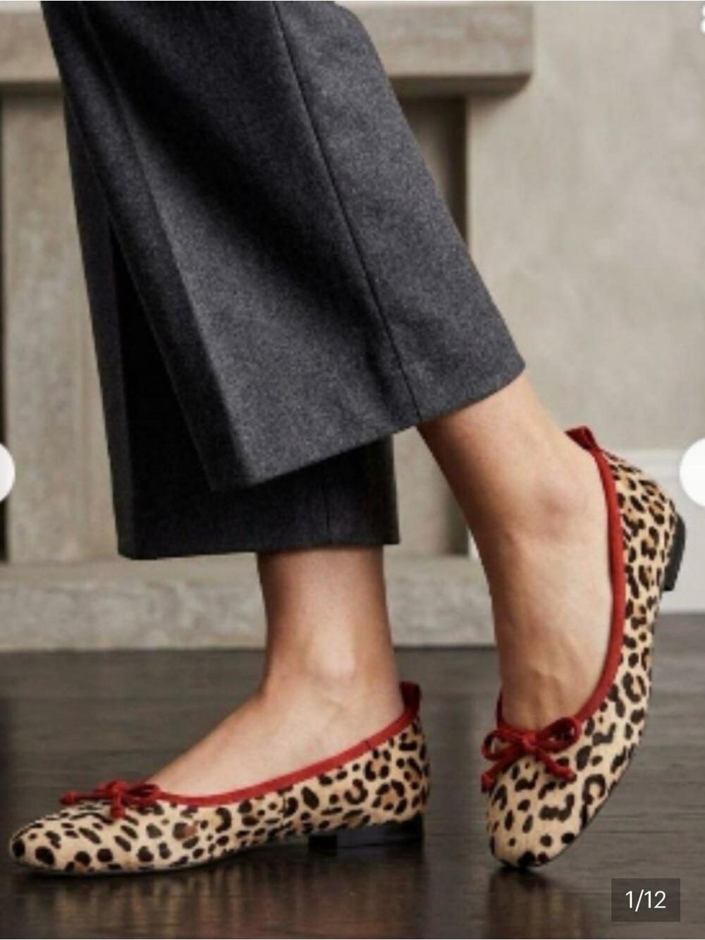 NEW! J. McLaughlin Leopard Print Flats with Red Trim and Bow size 11